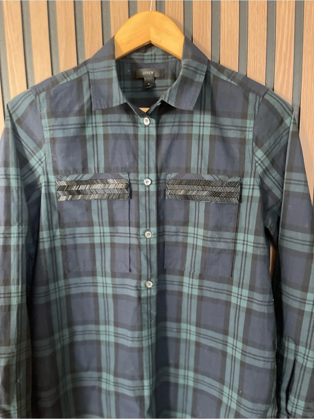 J.crew Beaded chevron popover shirt, Size 4